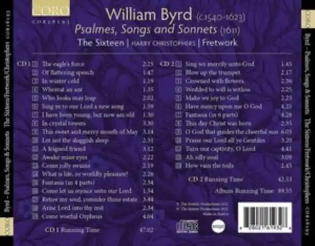 SIXTEEN; FRETWORK - BYRD: PSALMES, SONGS & SONNETS (2CD) (CD Version) Top Pick